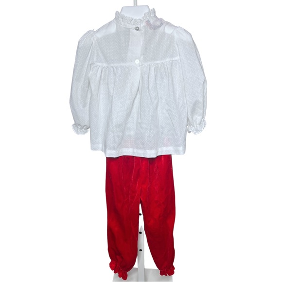 VTG 80's/90's NEW YORK KIDS White Top w/ Red Velour Pants Christmas Outfit 3T - Picture 8 of 9